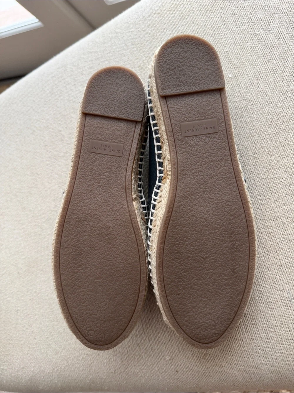 Saint Laurent Leather Espadrilles with Jute Trim